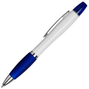 Curvy Pen with Highlighter - White/Blue